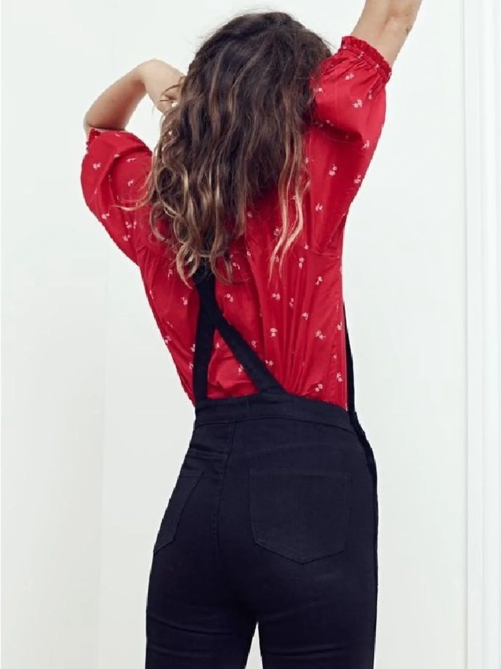 Madewell Red Floral Cotton Peasant Blouse Puff Sleeve Boho Top Small